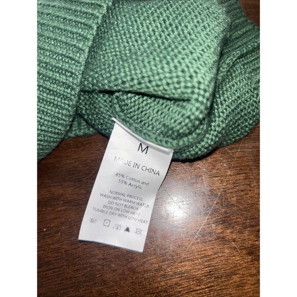 Koitmy Women's Green Contrast Sleeve Knitted Pullover Sweater Size Medium New - Picture 6 of 8